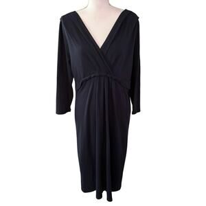 NEW Nurture Size L Tatiana Stretch Jersey Knit Midi Dress Chameleon Blue Navy